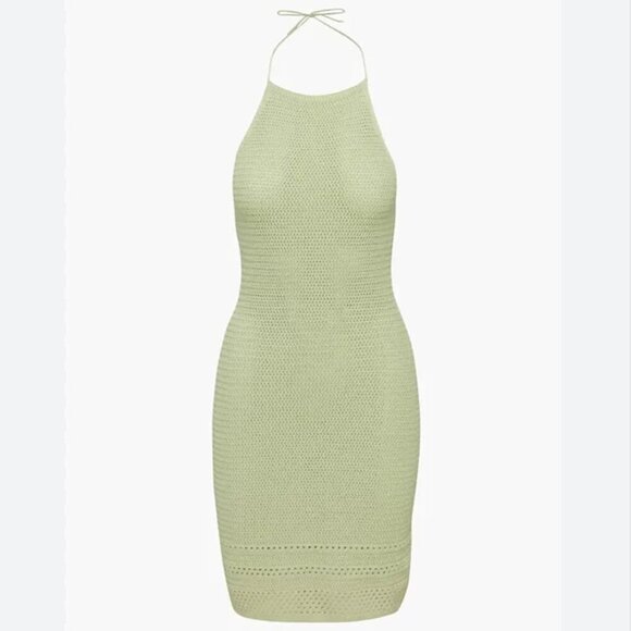 Aritzia Wilfred Sunset Knit Halter Dress Pastel Sage Green Size XS - Picture 1 of 9